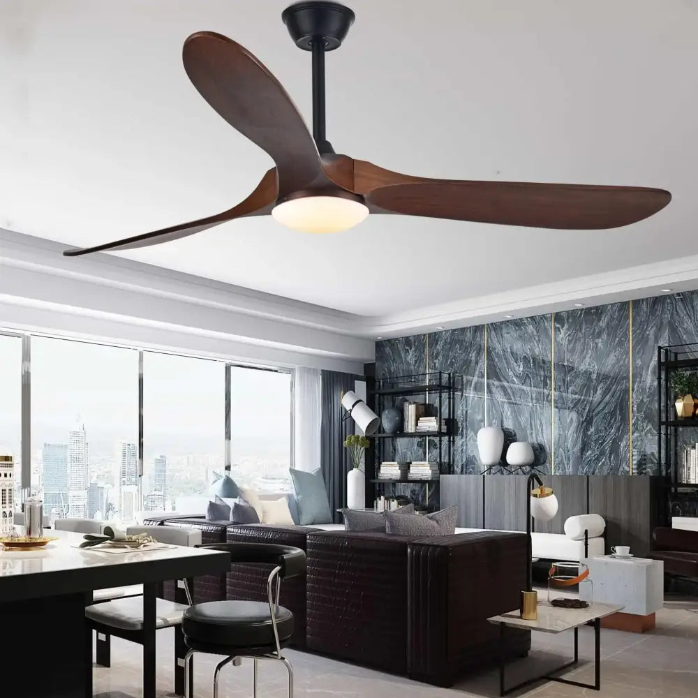 Industrial vintage wood ceiling fan with remote control living room