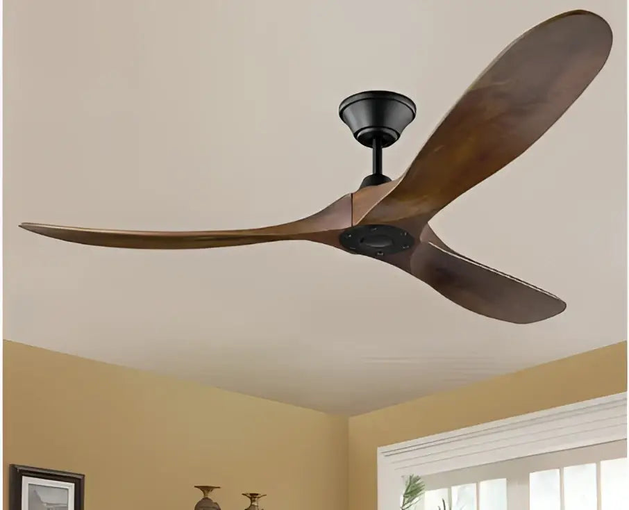 Industrial vintage wood ceiling fan with remote control living room