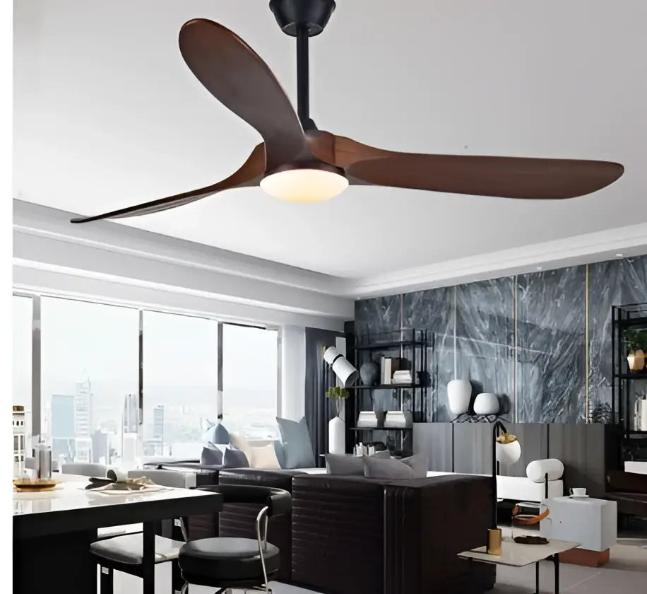 Industrial vintage wood ceiling fan with remote control living room