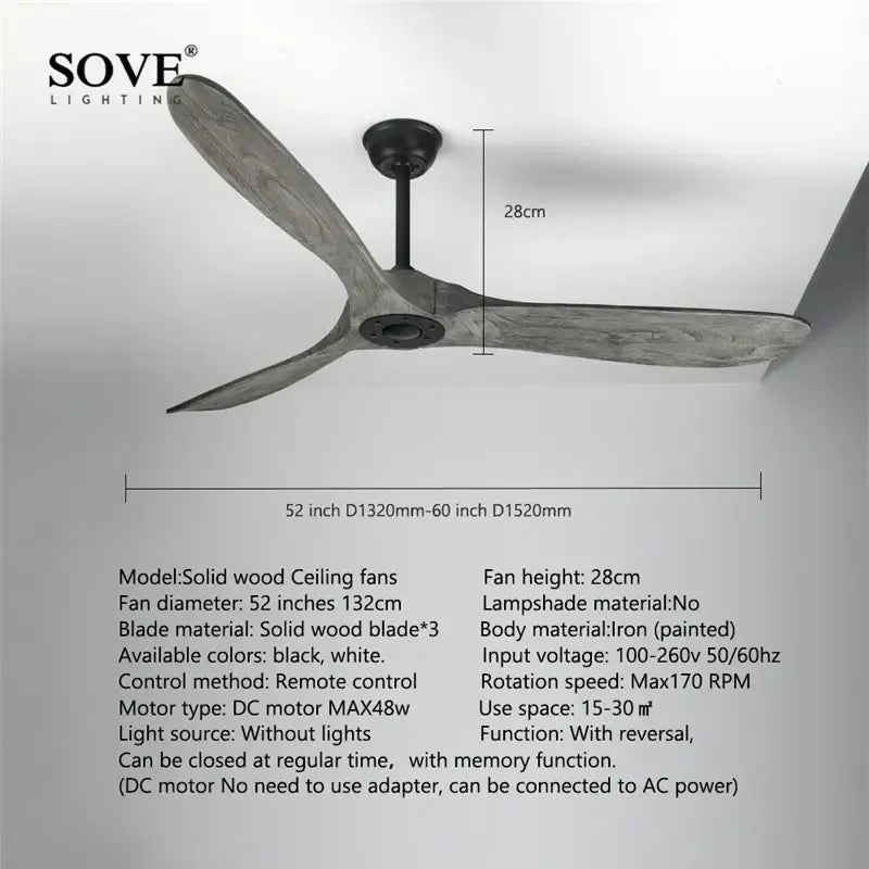 Modern white and light wood dc ceiling fan for living room