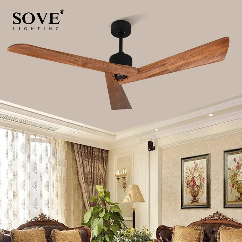 Minimalist off white wood ceiling fan remote control living room