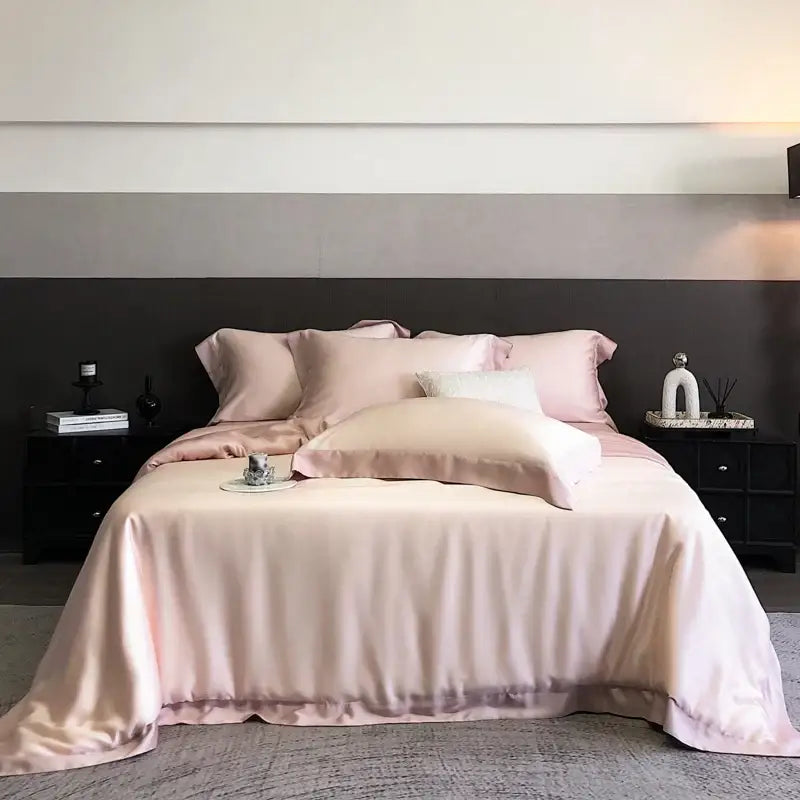 Elegant ivory & sage lyocell eucalyptus fiber bedding set bedroom