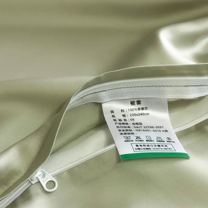 Elegant ivory & sage lyocell eucalyptus fiber bedding set bedroom
