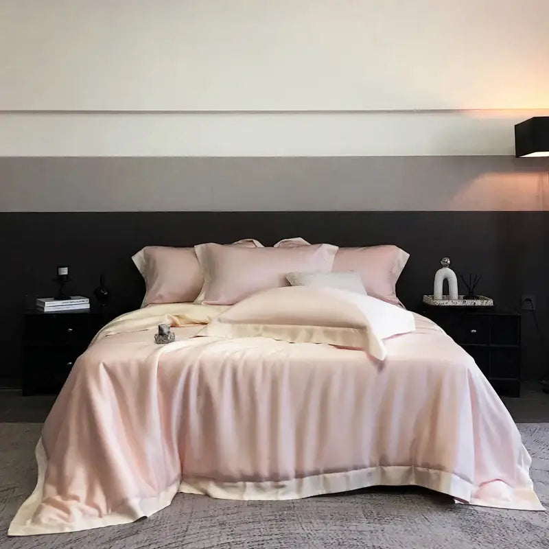 Elegant ivory & sage lyocell eucalyptus fiber bedding set bedroom