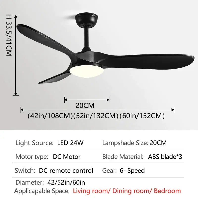 Modern white and wood 60inch ceiling fan with led light living room