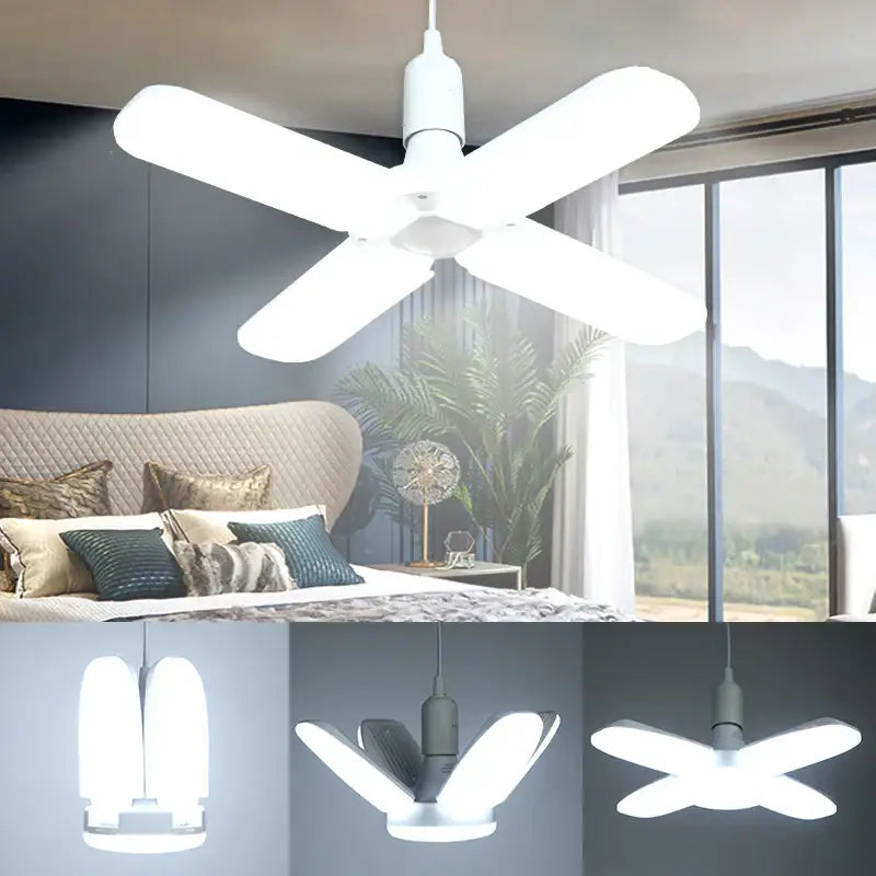 Modern white 4 blade led ceiling fan light kitchen decor