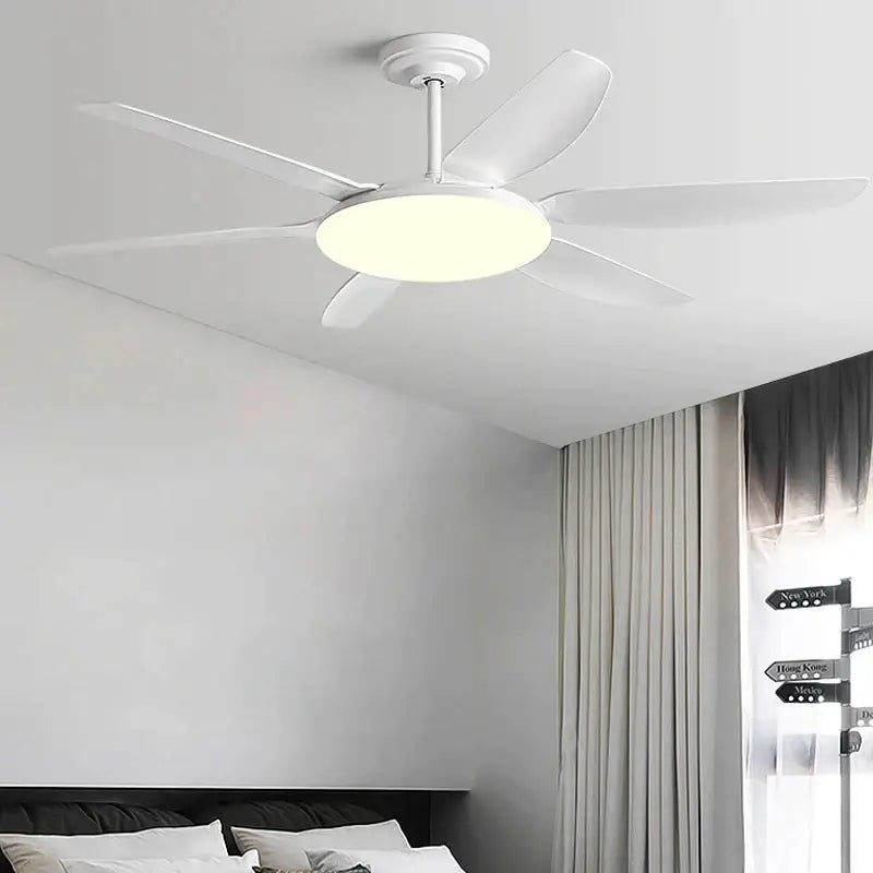 Modern white and wood ceiling fan light living room led chandelier