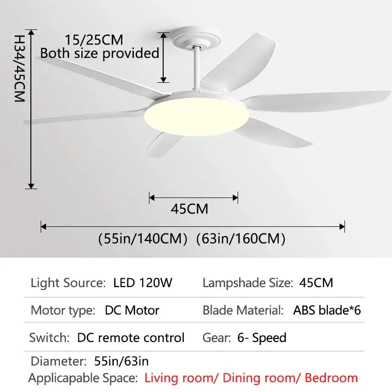 Modern white and wood ceiling fan light living room led chandelier