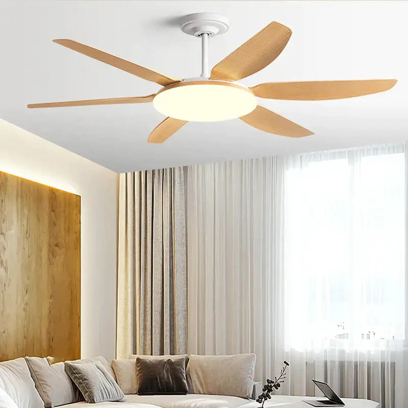 Modern white and wood ceiling fan light living room led chandelier