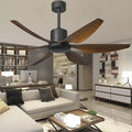 Modern black and dark wood ceiling fan with light and remote bedroom