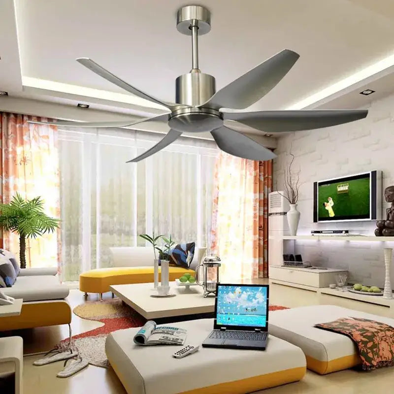 Industrial black and brown ceiling fan with led light living room