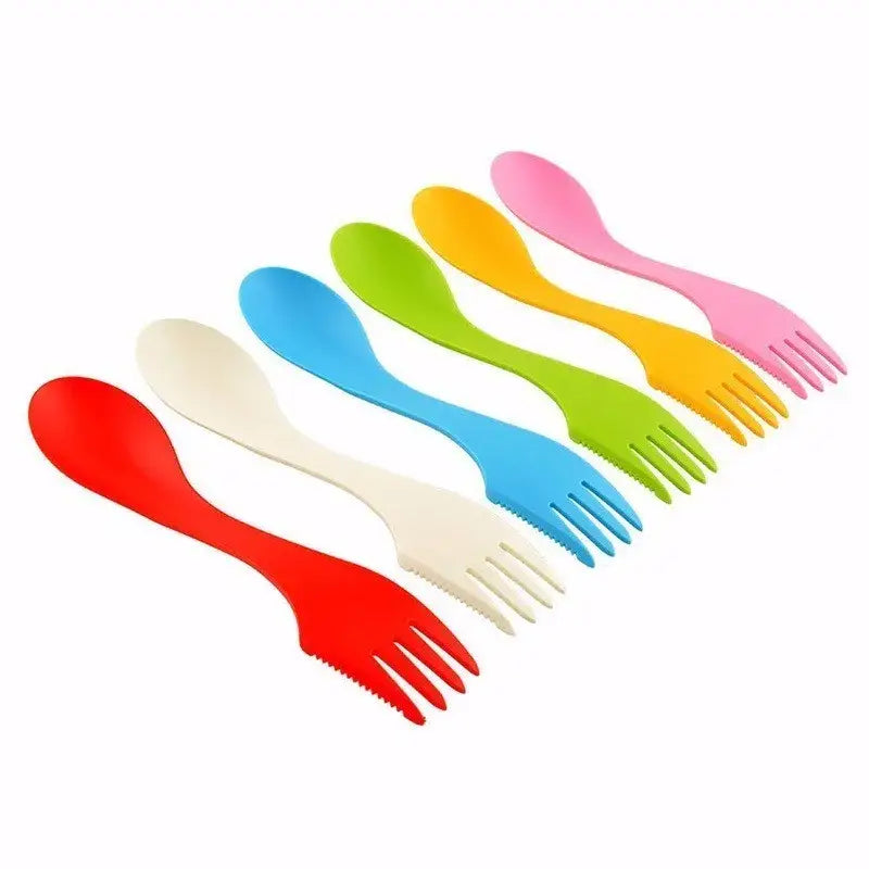 Multicolor 6pcs outdoor spork set – kitchen picnic utensils