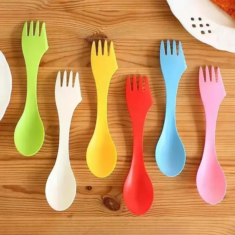 Multicolor 6pcs outdoor spork set – kitchen picnic utensils