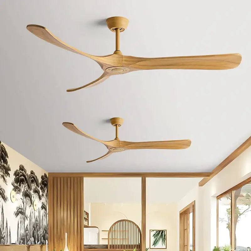 Modern black and brown wooden blade ceiling fan for restaurant