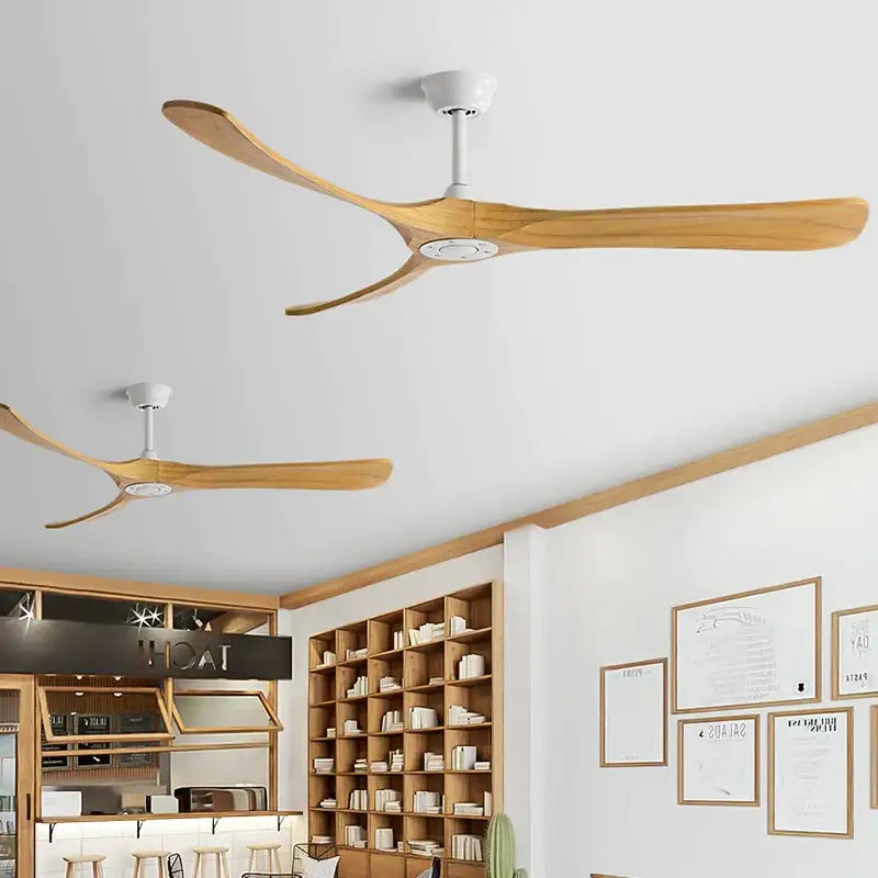 Modern black and brown wooden blade ceiling fan for restaurant