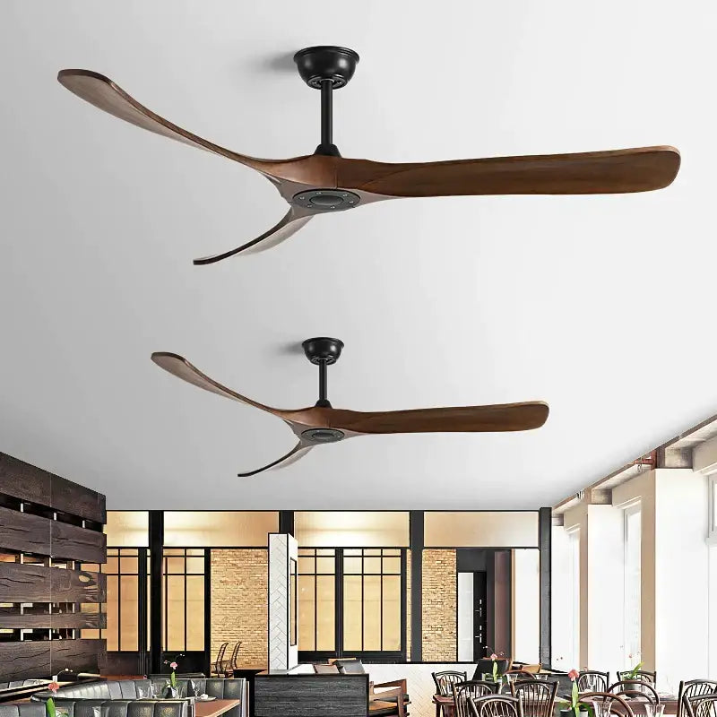 Modern black and brown wooden blade ceiling fan for restaurant