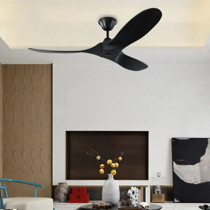 Modern dark wood ceiling fan with remote control living room