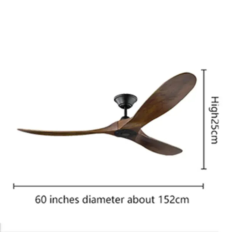 Modern dark wood ceiling fan with remote control living room