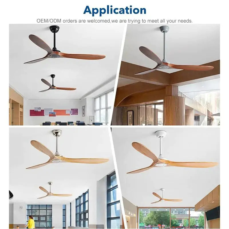 Industrial gray wood dc ceiling fan with remote control for living room