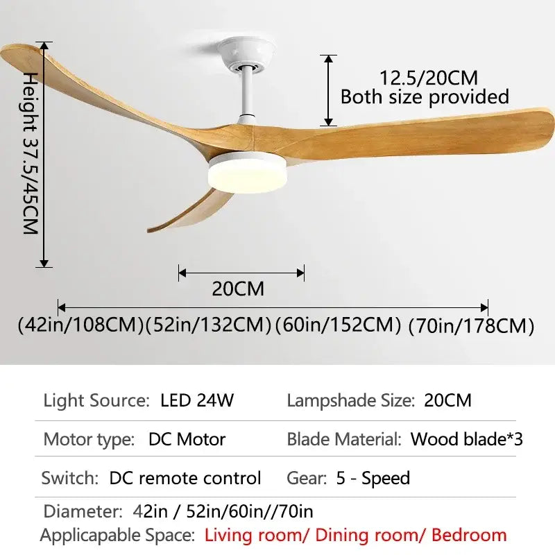 Modern black & dark brown wooden ceiling fan for living room