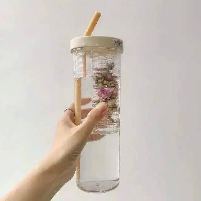 Modern transparent filtered water bottle fruit infuser kitchen sport