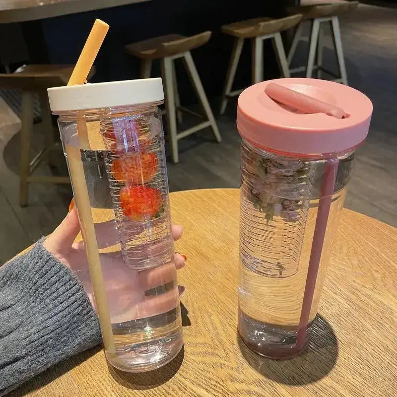 Modern transparent filtered water bottle fruit infuser kitchen sport