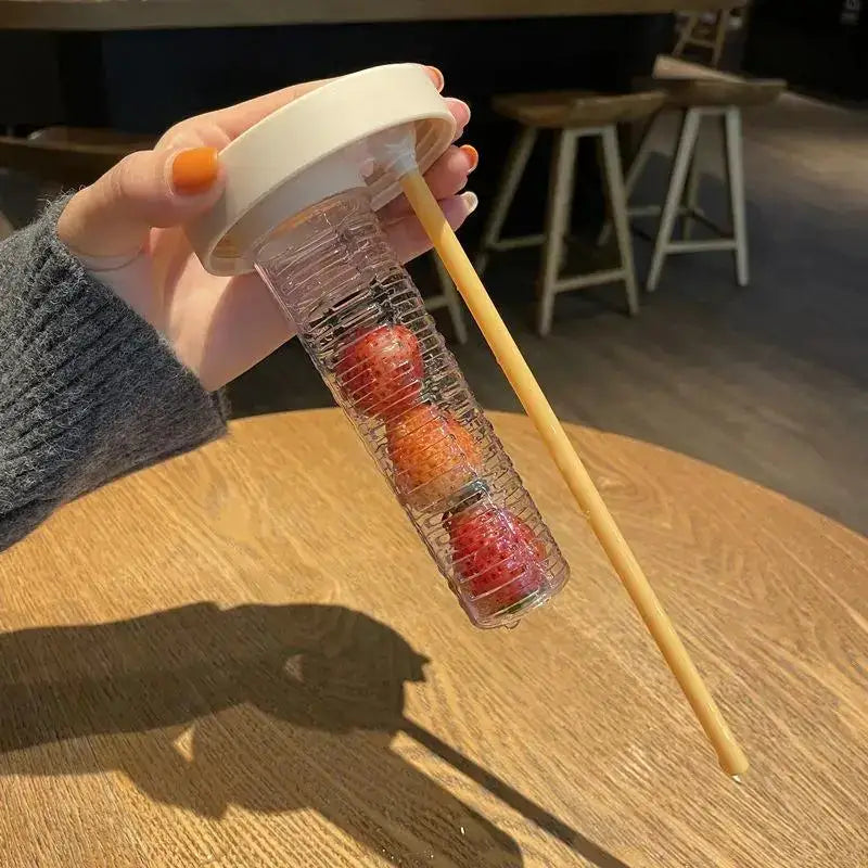Modern transparent filtered water bottle fruit infuser kitchen sport
