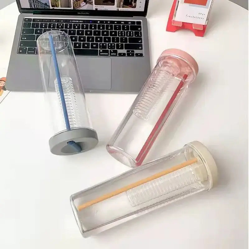 Modern transparent filtered water bottle fruit infuser kitchen sport