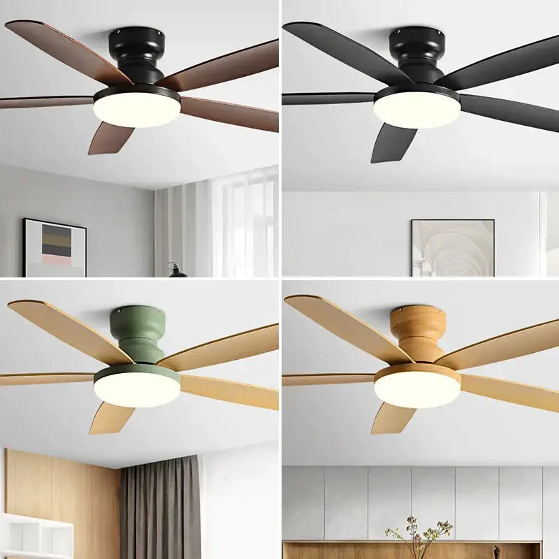 Modern black and dark brown low floor fan light chandelier living room