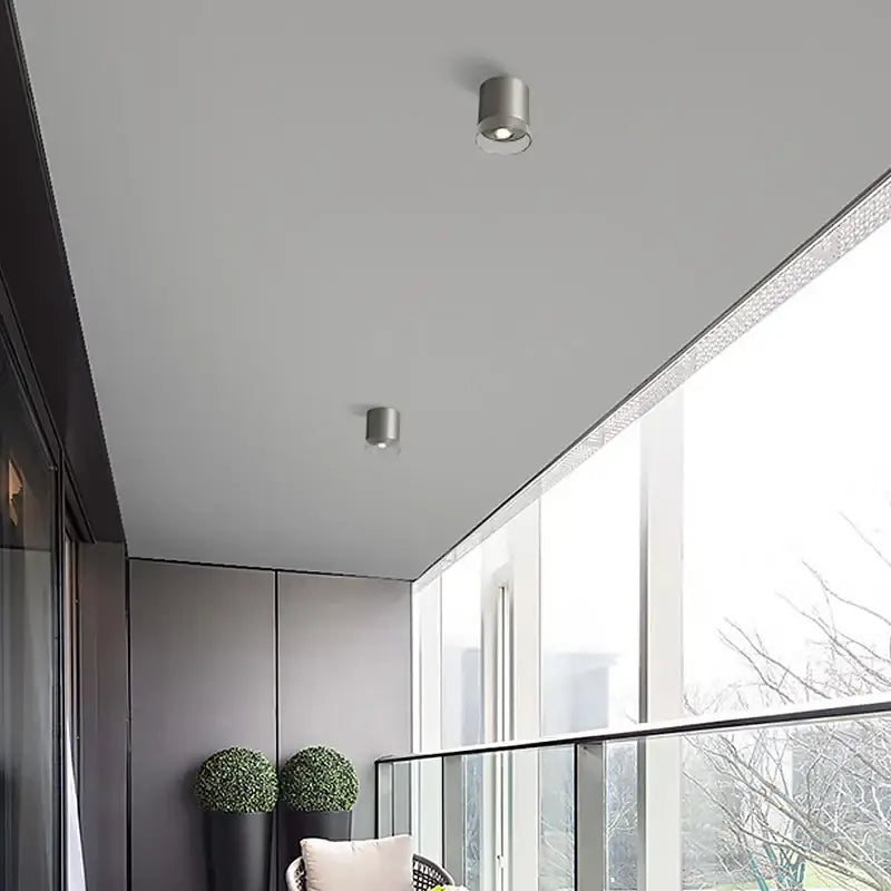Modern brushed nickel led downlight living room cylindrical light