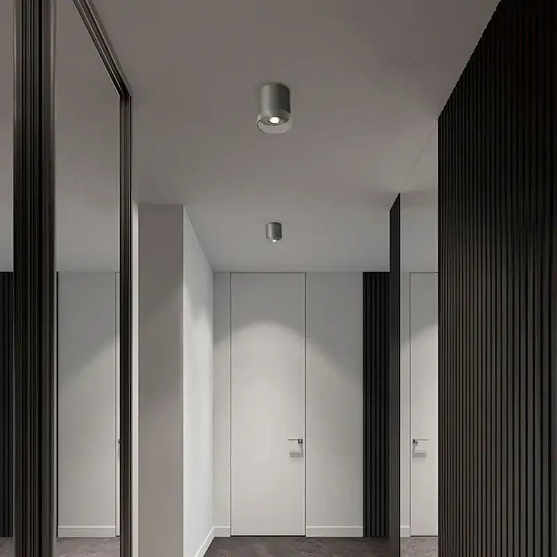 Modern brushed nickel led downlight living room cylindrical light