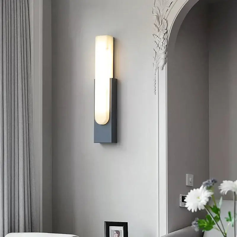 Modern gold and white led marble wall lamp bedroom sconce
