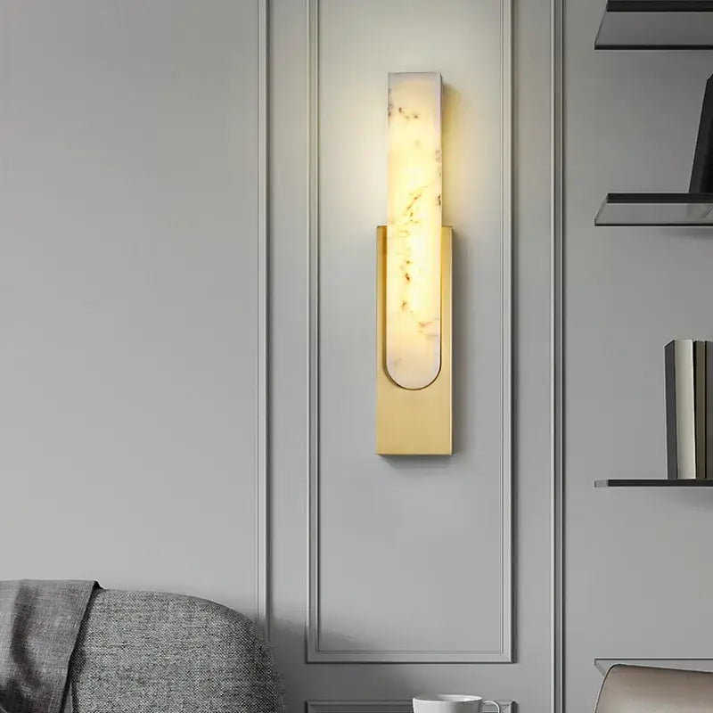 Modern gold and white led marble wall lamp bedroom sconce