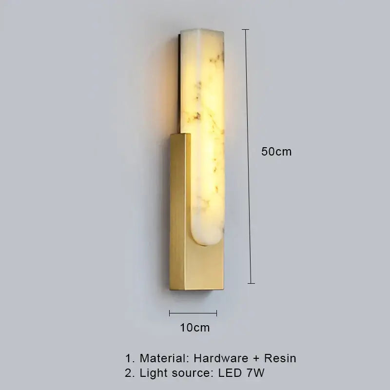 Modern gold and white led marble wall lamp bedroom sconce