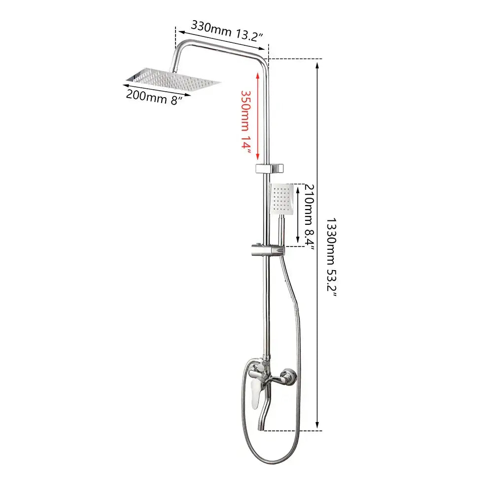 Modern chrome rainfall shower set with handheld faucet bathroom