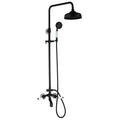 Vintage matte black shower faucet set bathroom rainfall head