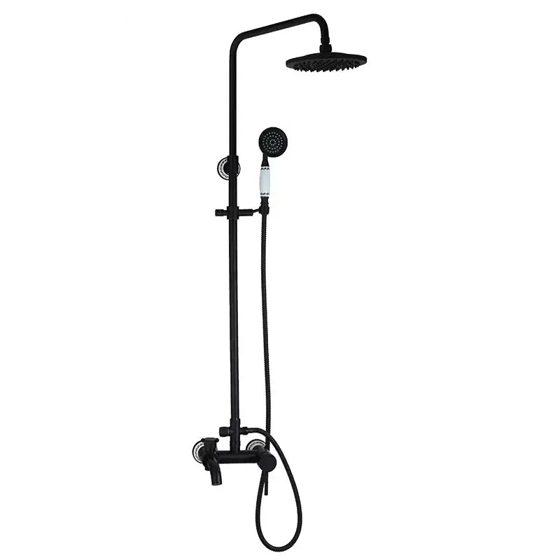 Vintage matte black shower faucet set bathroom rainfall head