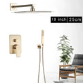 Modern gold rectangular rainfall shower faucet set bathroom fixture