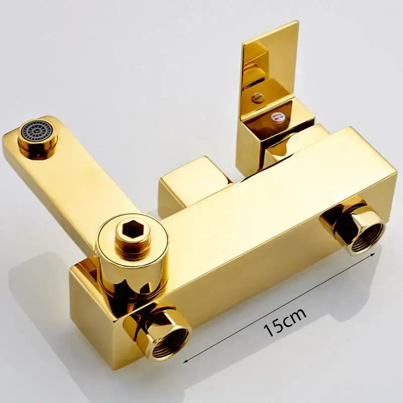 Modern gold square rainfall shower faucet set bathroom handshower