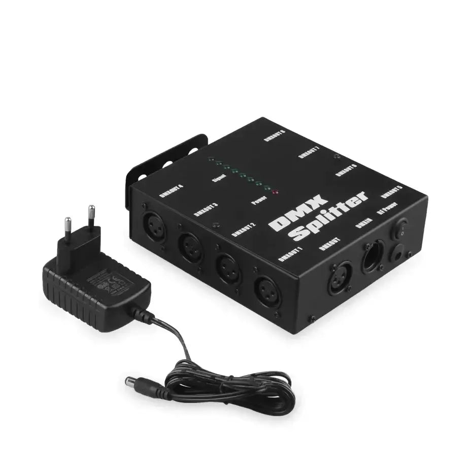 Black 8-way dmx optical splitter for stage lighting events