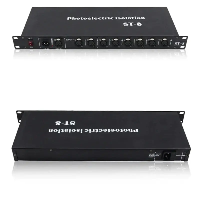Black metal 8-way dmx512 signal amplifier for stage lighting