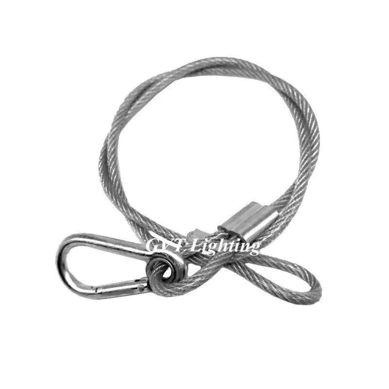 Silver steel stage light safety cable pack with carabiner clip