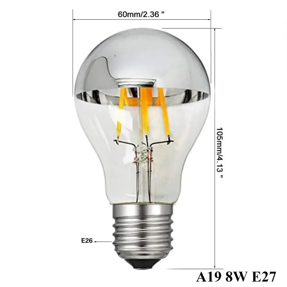 Silver mirror led filament dimmable g45 bulb set dining room 5 pack