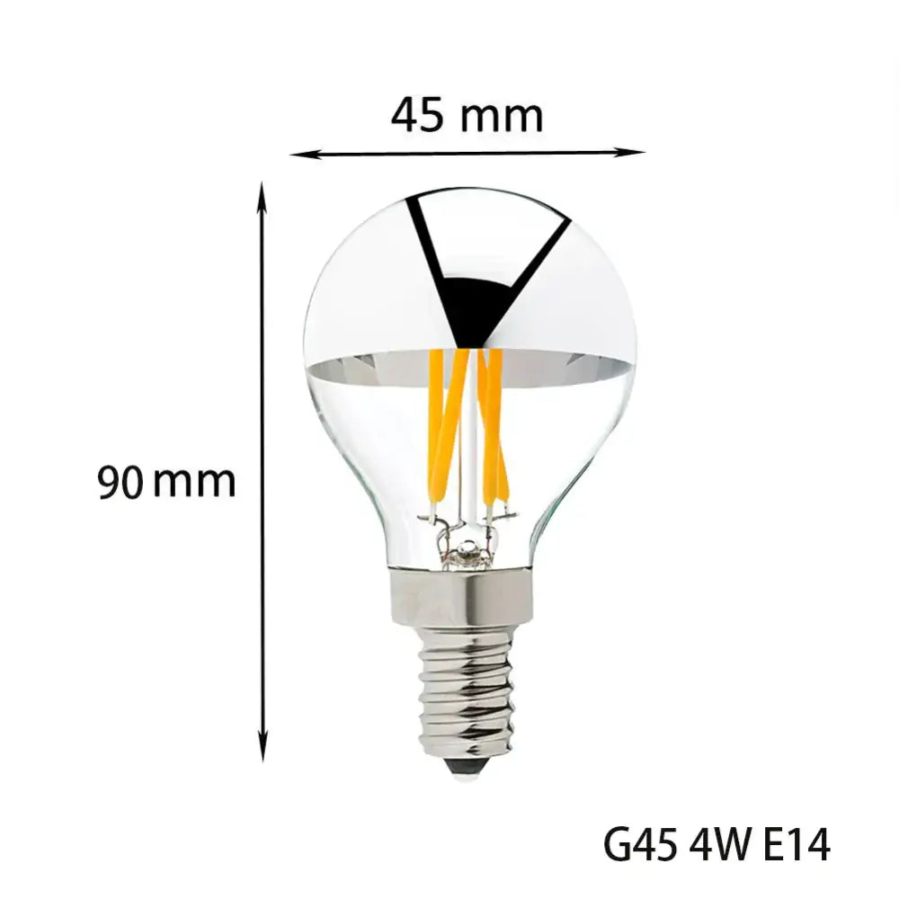 Silver mirror led filament dimmable g45 bulb set dining room 5 pack