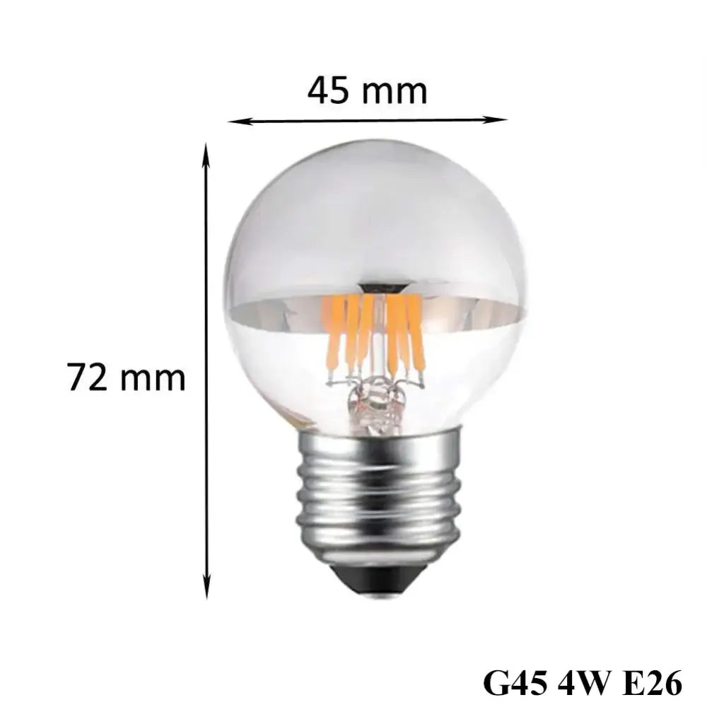 Silver mirror led filament dimmable g45 bulb set dining room 5 pack