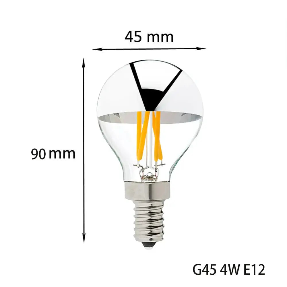 Silver mirror led filament dimmable g45 bulb set dining room 5 pack