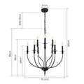 Retro industrial black chandelier 9-head dining room candle light