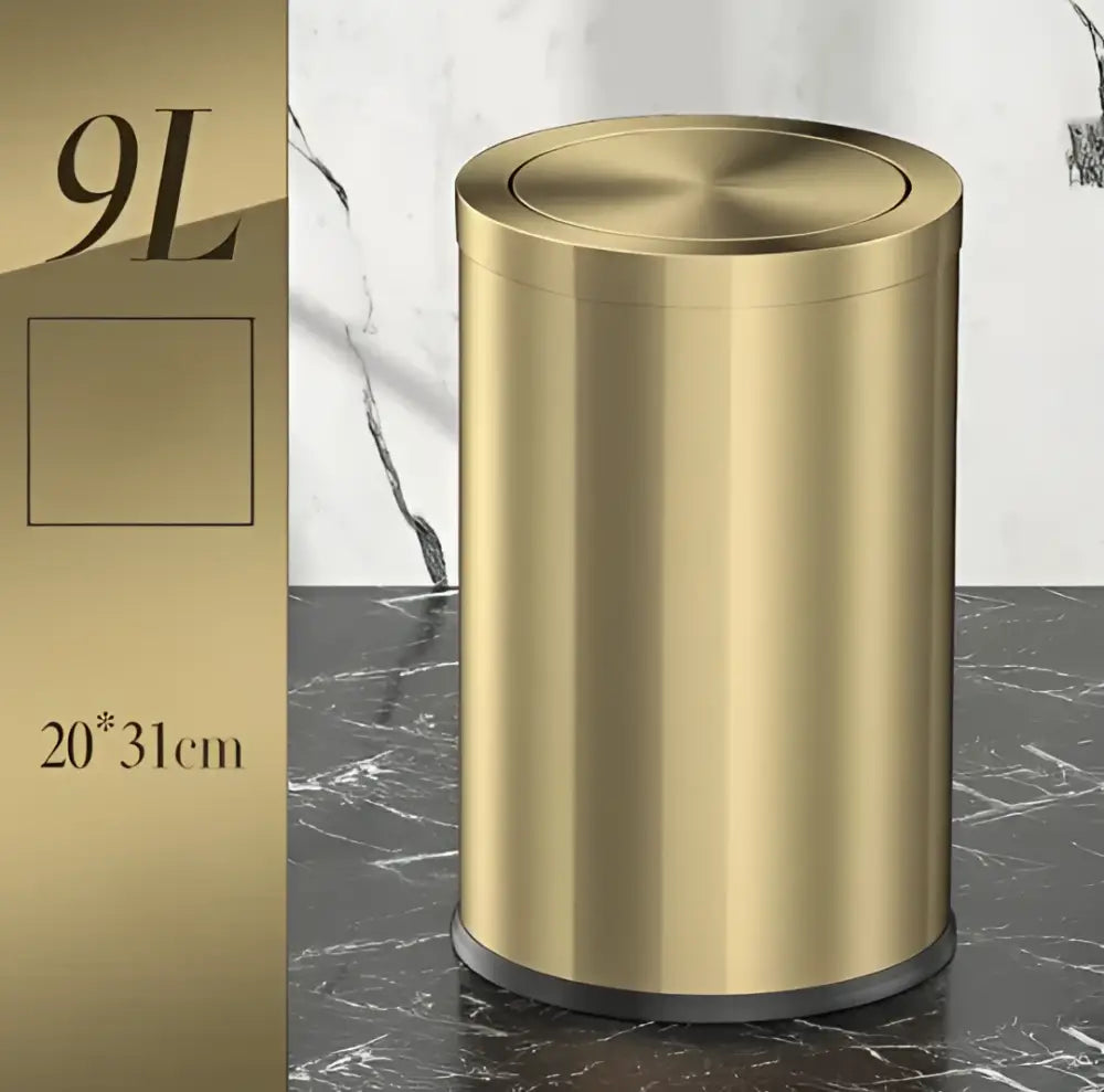 Modern black & gold stainless steel dustbin kitchen waste bin