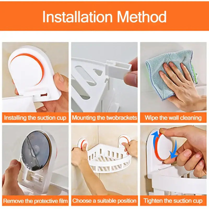 Modern white & orange abs bathroom shelf shower storage basket
