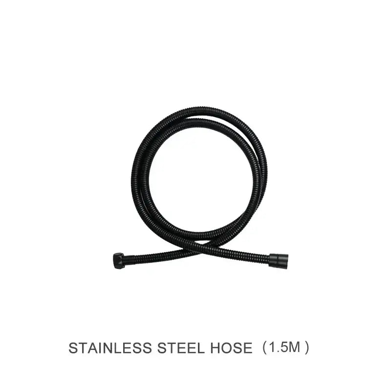 Modern matte black rain shower head with handheld hose – bathroom